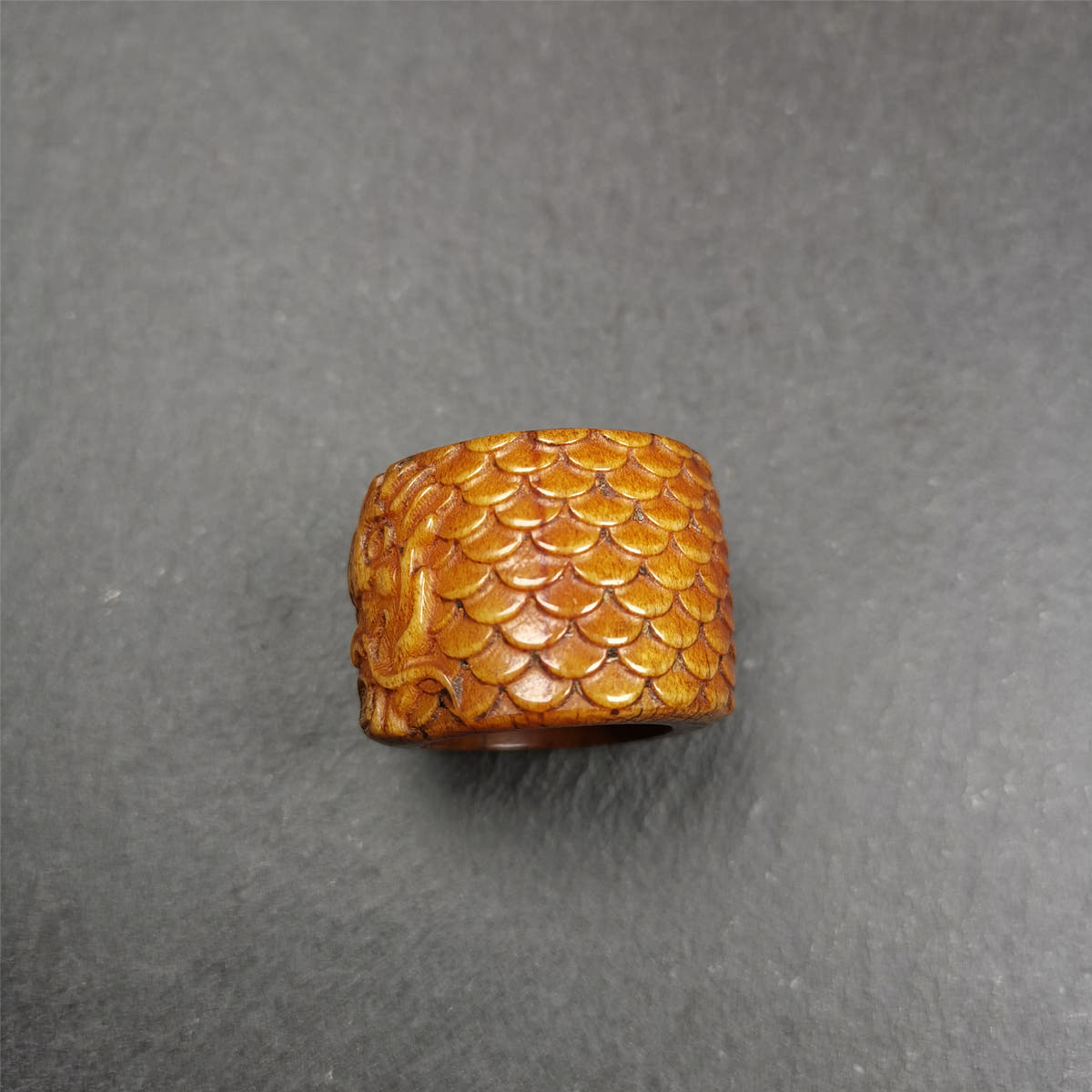 Bone Thumb Ring for Men 0.87" - Tibetan Buddhist art, view 6