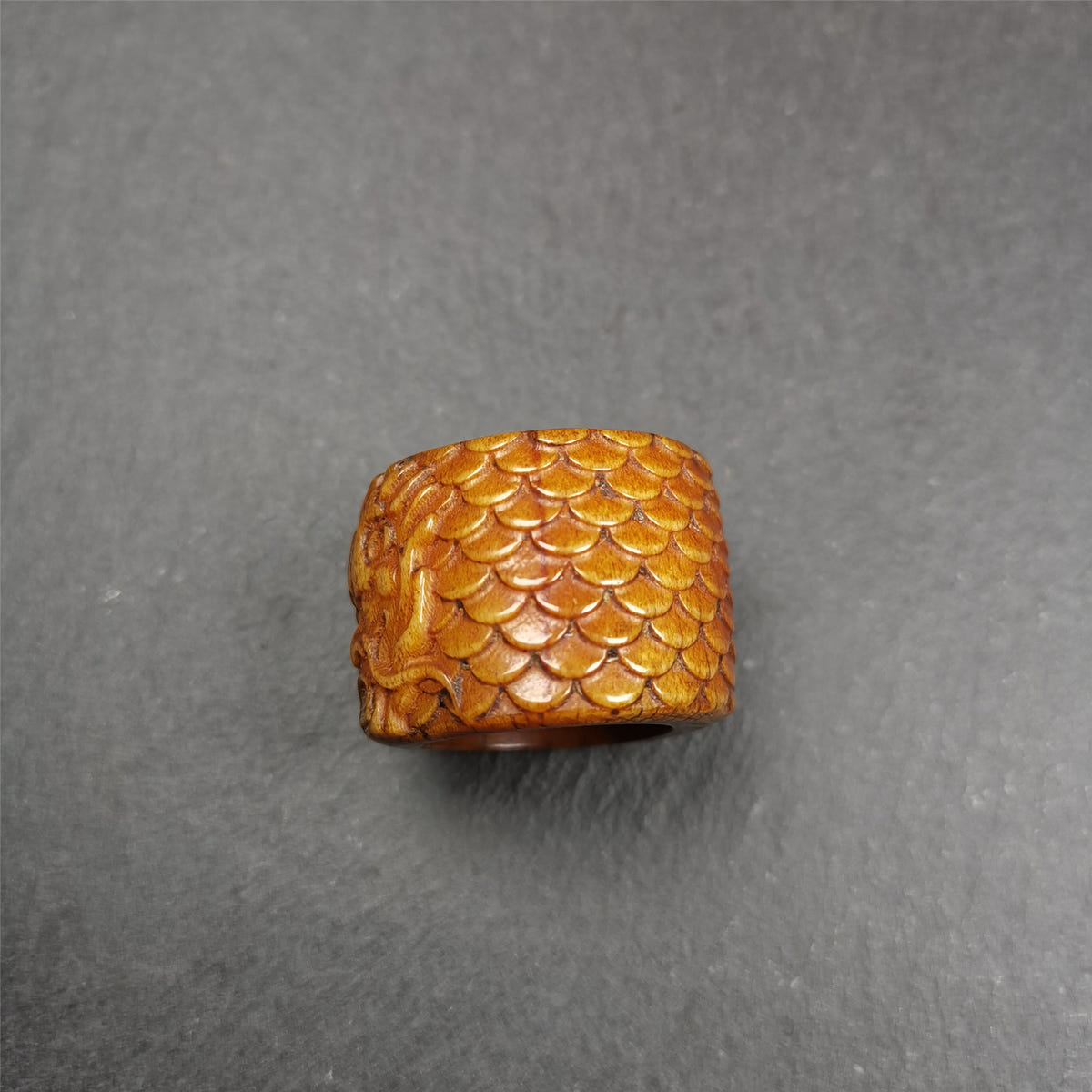 Bone Thumb Ring for Men 0.87" - Tibetan Buddhist art, view 6