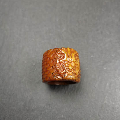 Bone Thumb Ring for Men 0.87" - Tibetan Buddhist art, view 7