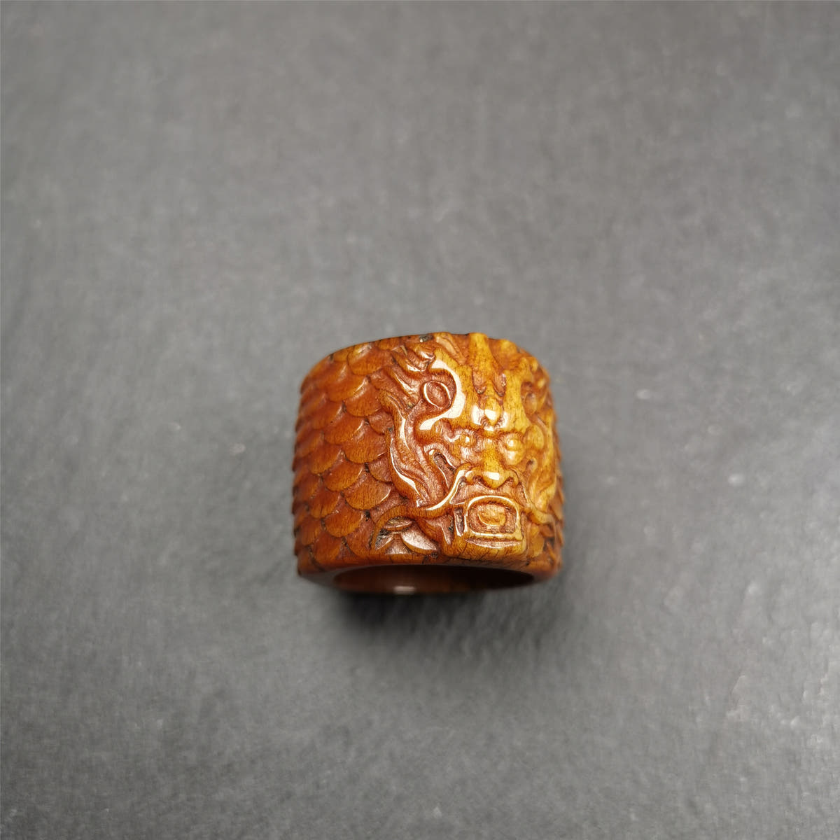 Bone Thumb Ring for Men 0.87" - Tibetan Buddhist art, view 7