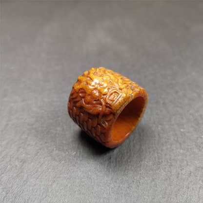 Bone Thumb Ring for Men 0.87" - Tibetan Buddhist art, view 8