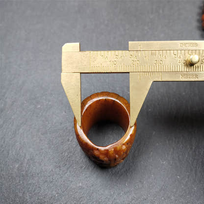 Bone Thumb Ring for Men 0.87" - Tibetan Buddhist art, view 9