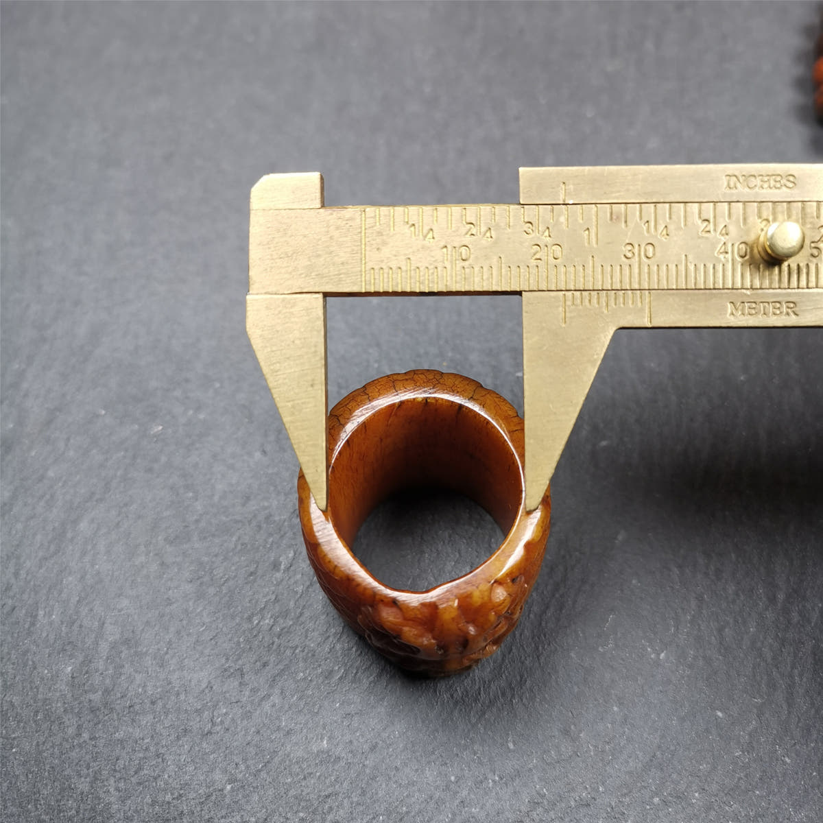 Bone Thumb Ring for Men 0.87" - Tibetan Buddhist art, view 9