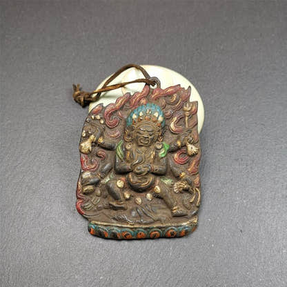 Mahakala Buddha Statue 3.55" - Tibetan Buddhist statue, front view