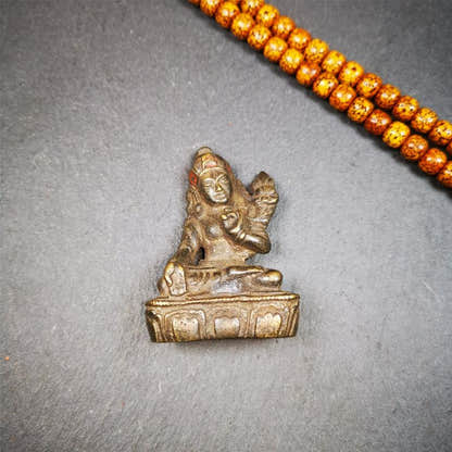 Green Tara 2.28" - Tibetan Buddhist statue, close-up detail