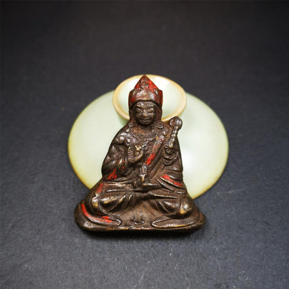 Guru Rinpoche 2.36" - Tibetan Buddhist art, close-up detail