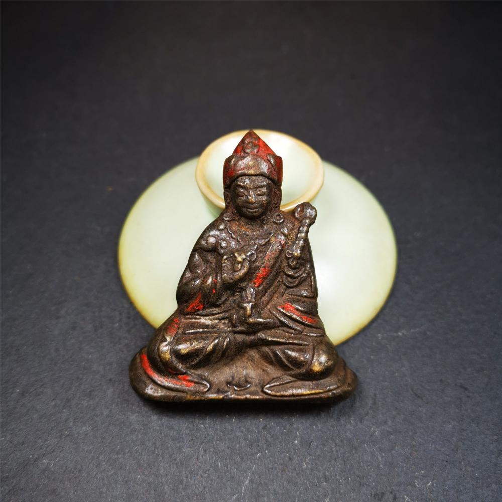 Guru Rinpoche 2.36" - Tibetan Buddhist art, close-up detail