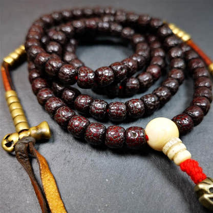 Old Lotus Seed Mala,0.32" - Tibetan Buddhist mala beads, view 5