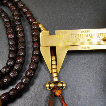 Old Lotus Seed Mala,0.32" - Tibetan Buddhist mala beads, view 8