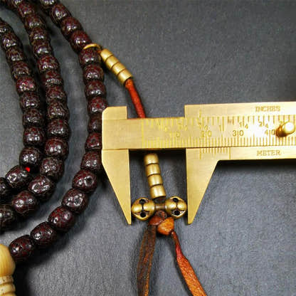 Old Lotus Seed Mala,0.32" - Tibetan Buddhist mala beads, view 9