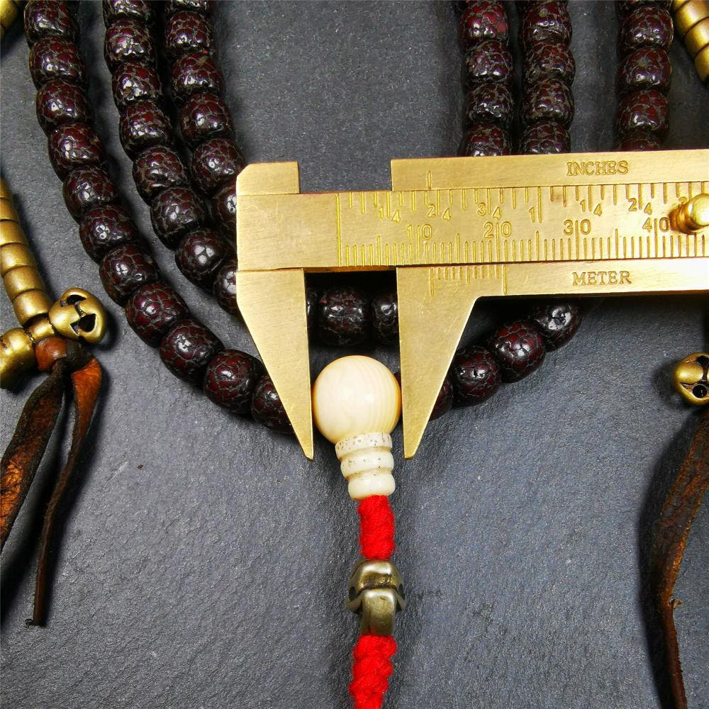 Old Lotus Seed Mala,0.32" - Tibetan Buddhist mala beads, view 10
