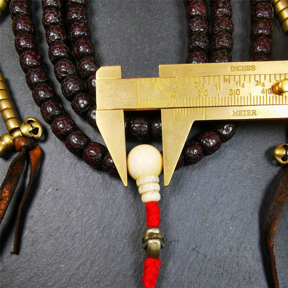 Old Lotus Seed Mala,0.32" - Tibetan Buddhist mala beads, view 10