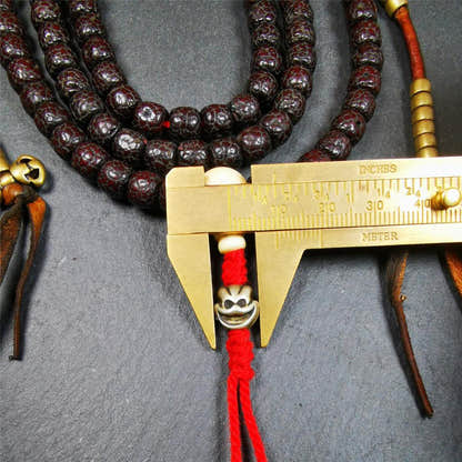 Old Lotus Seed Mala,0.32" - Tibetan Buddhist mala beads, size reference