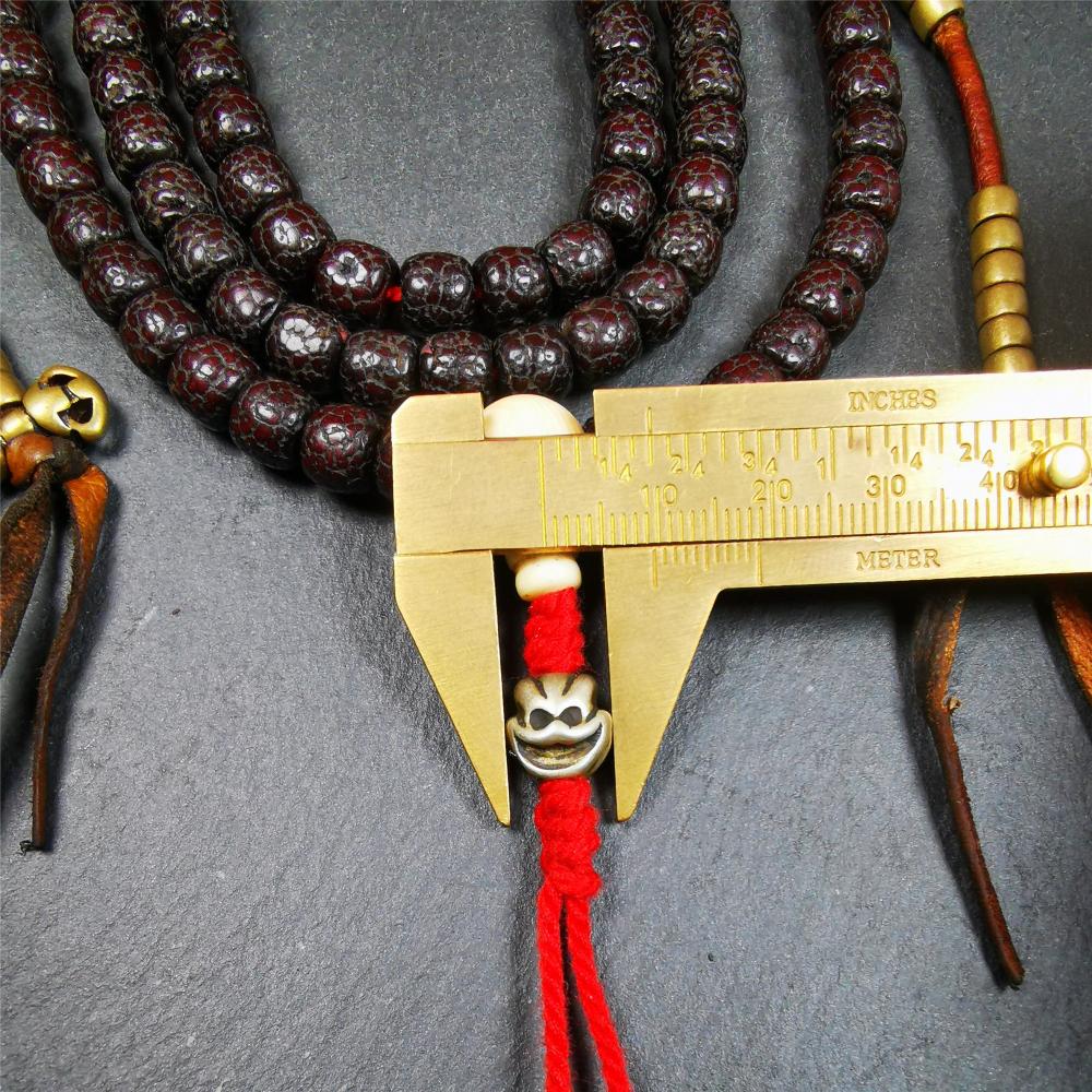 Old Lotus Seed Mala,0.32" - Tibetan Buddhist mala beads, size reference