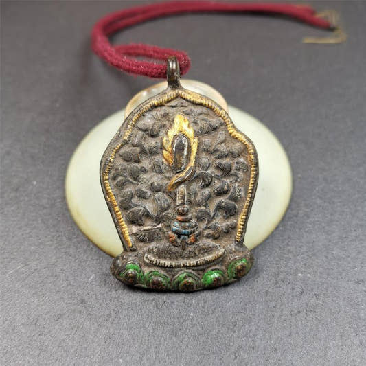 Manjusri Sword Amulet 2.2" - Tibetan Buddhist amulet, front view