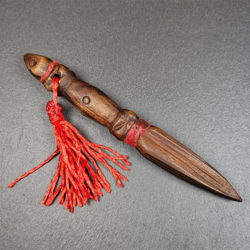 Wooden Phurba - 6.7" - Tibetan Buddhist art, view 9