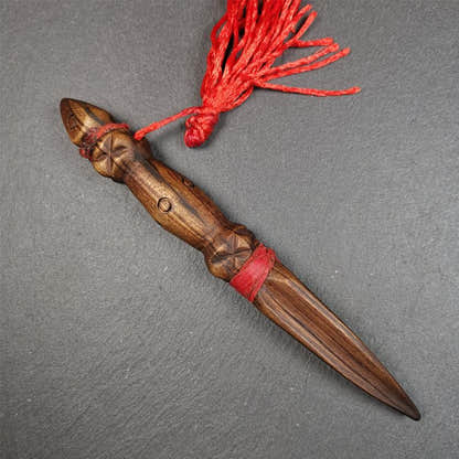 Wooden Phurba - 6.7" - Tibetan Buddhist art, view 7