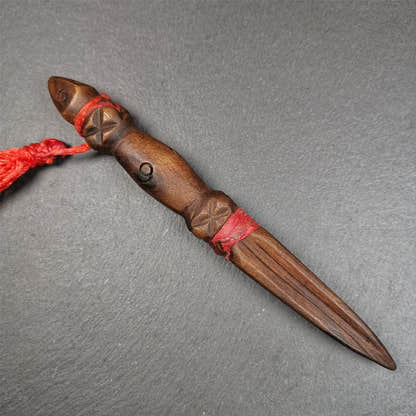 Wooden Phurba - 6.7" - Tibetan Buddhist art, view 8