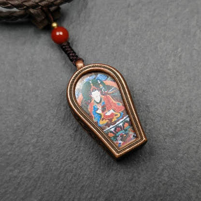 Guru Rinpoche Gau Shrine, Altar Amulet Pendant - Tibetan Buddhist amulet, detailed view