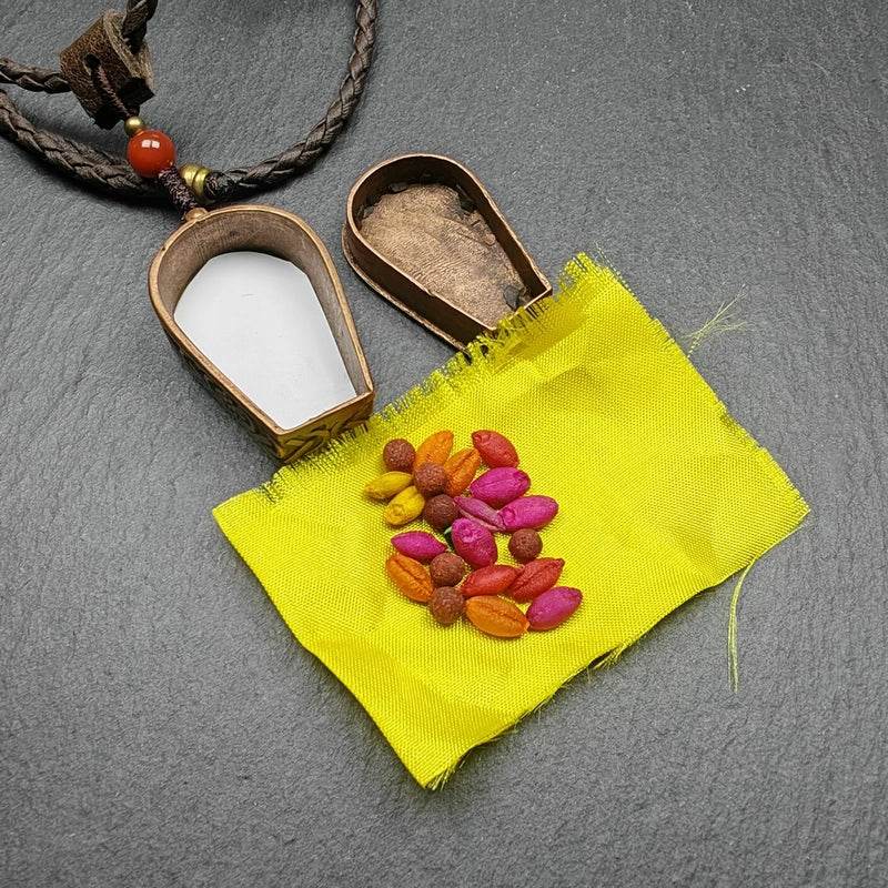 Guru Rinpoche Gau Shrine, Altar Amulet Pendant - Tibetan Buddhist amulet, size reference