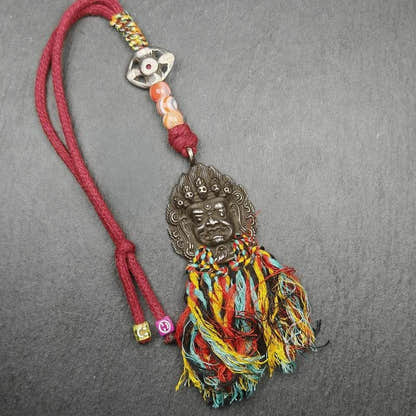 Thokcha Amulet,Mahakala Pendant, Buddhist Protector - Tibetan Buddhist amulet, front view