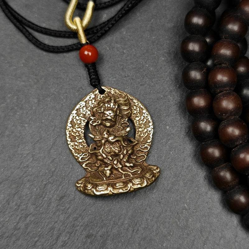 Panjaranata Mahakala Amulet Pendant - Tibetan Buddhist amulet, front view