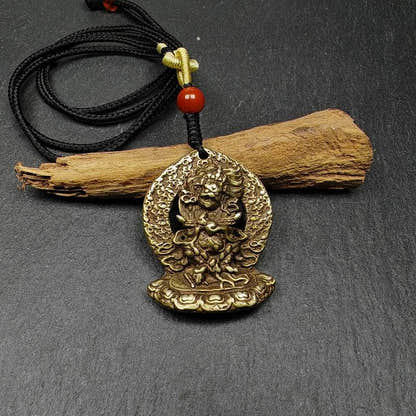 Panjaranata Mahakala Amulet Pendant - Tibetan Buddhist amulet, close-up detail