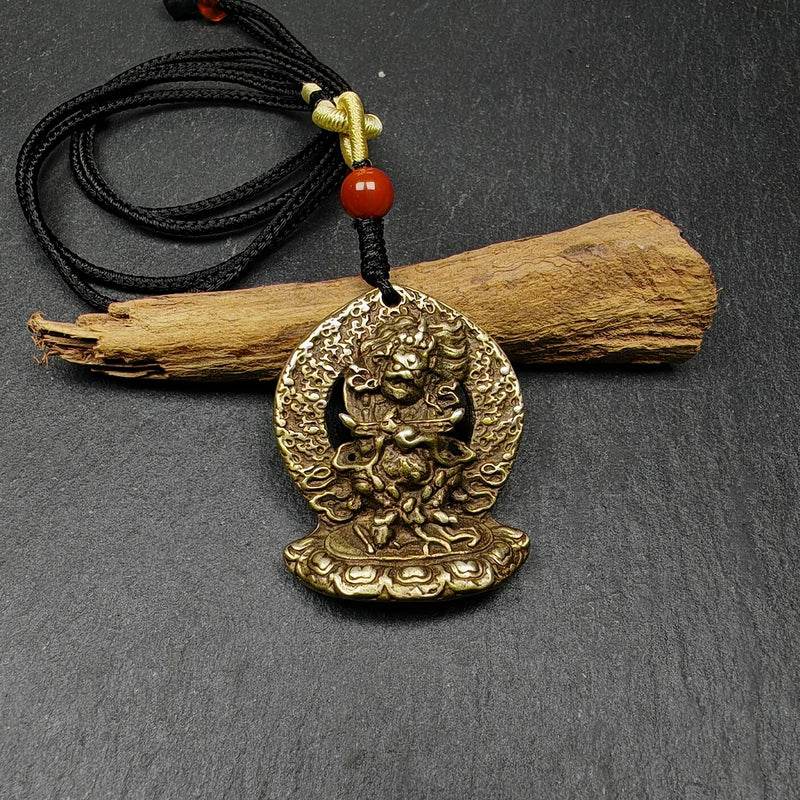 Panjaranata Mahakala Amulet Pendant - Tibetan Buddhist amulet, close-up detail