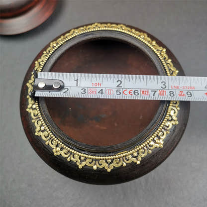 Wood Offering Bowl 6.3" - Tibetan Buddhist art, view 12