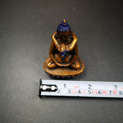 Samantabhadra in Yab Yum 2.4" - Tibetan Buddhist statue, size reference