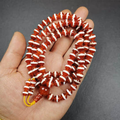 Red Agate Medicine Buddha Bhaisajyaguru Beads Mala,35" - Tibetan Buddhist mala beads, view 9