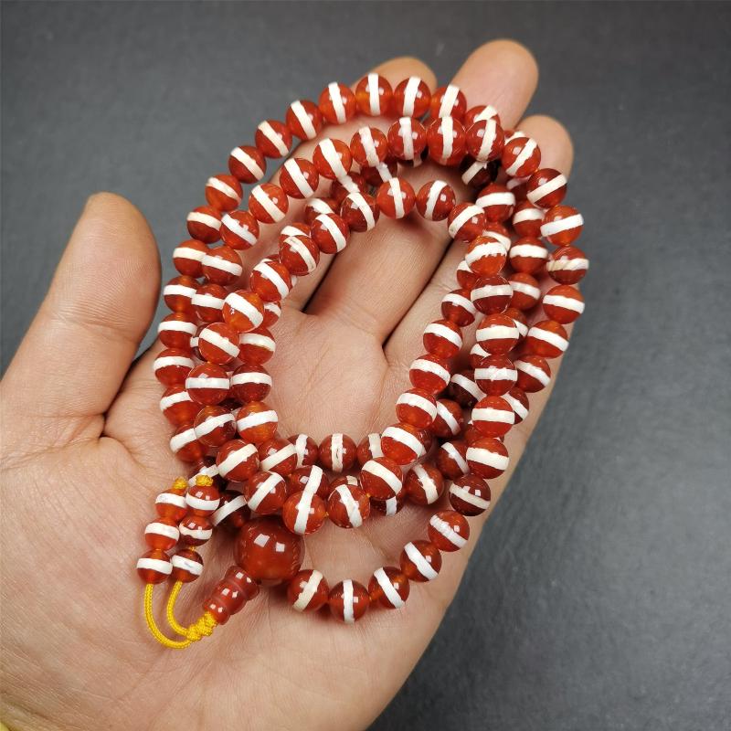 Red Agate Medicine Buddha Bhaisajyaguru Beads Mala,35" - Tibetan Buddhist mala beads, view 9