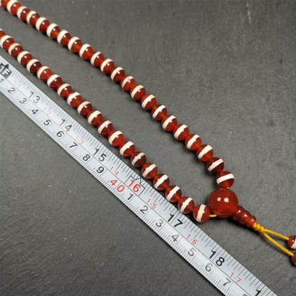 Red Agate Medicine Buddha Bhaisajyaguru Beads Mala,35" - Tibetan Buddhist mala beads, view 10