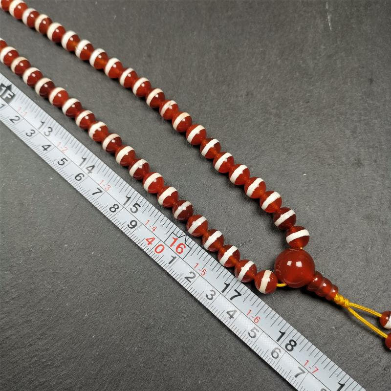 Red Agate Medicine Buddha Bhaisajyaguru Beads Mala,35" - Tibetan Buddhist mala beads, view 10