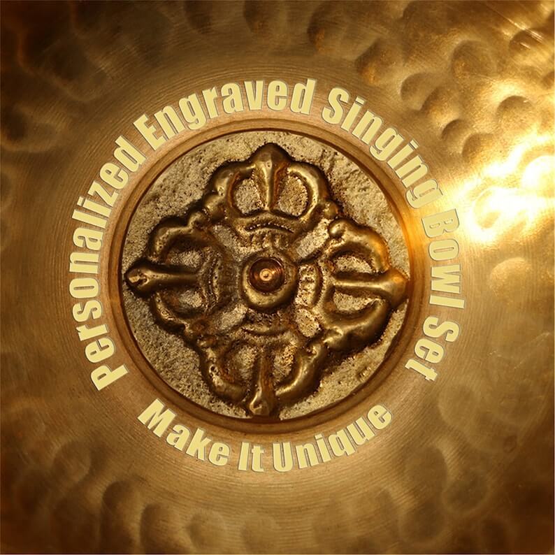 Customized Engrave Singing Bowl 3.2" - Tibetan Buddhist art, detailed view