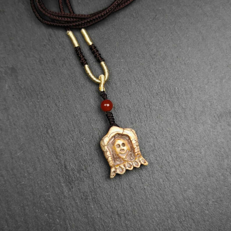 Old Citipati Skull Pendant - Tibetan Buddhist amulet, view 6