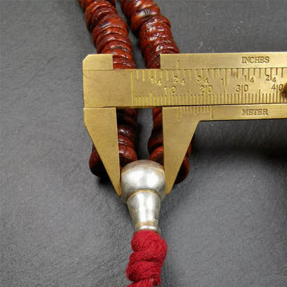 Old Bodhi Seed Mala 0.5" - Tibetan Buddhist mala beads, size reference