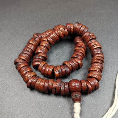 Old Bodhi Seed Mala 0.55" - Tibetan Buddhist mala beads, view 4