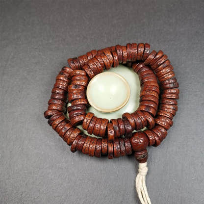 Old Bodhi Seed Mala 0.55" - Tibetan Buddhist mala beads, view 6