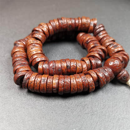 Old Bodhi Seed Mala 0.55" - Tibetan Buddhist mala beads, view 7