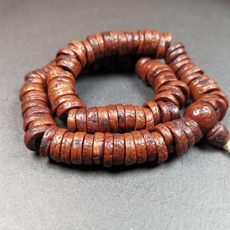 Old Bodhi Seed Mala 0.55" - Tibetan Buddhist mala beads, view 7