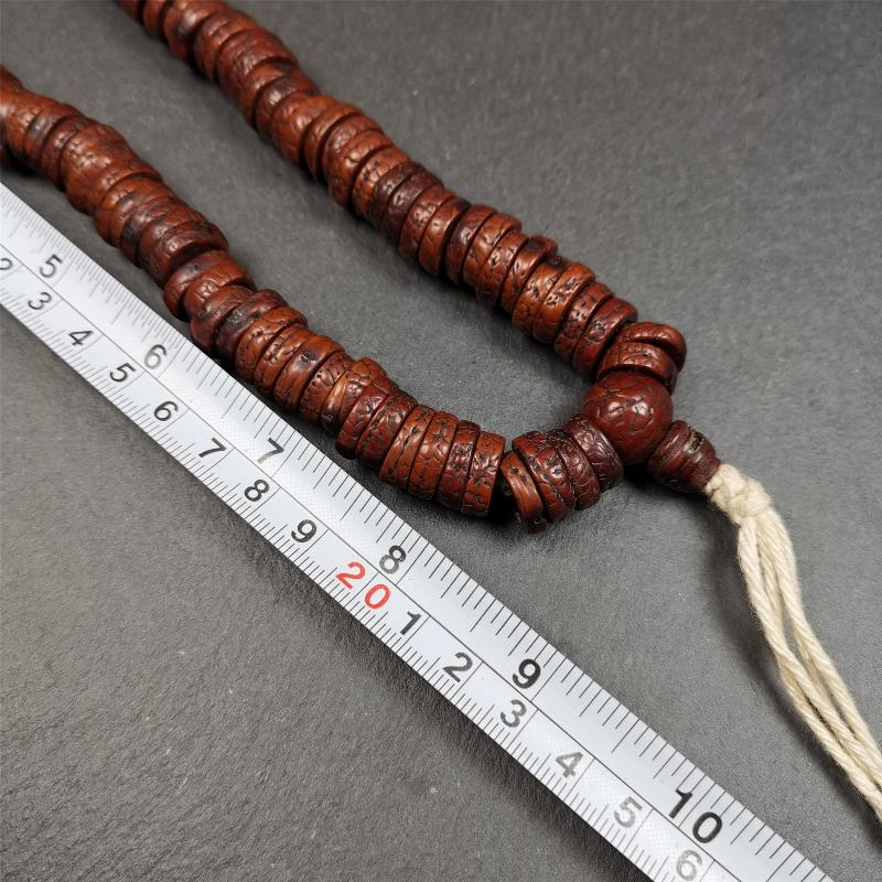 Old Bodhi Seed Mala 0.55" - Tibetan Buddhist mala beads, view 8