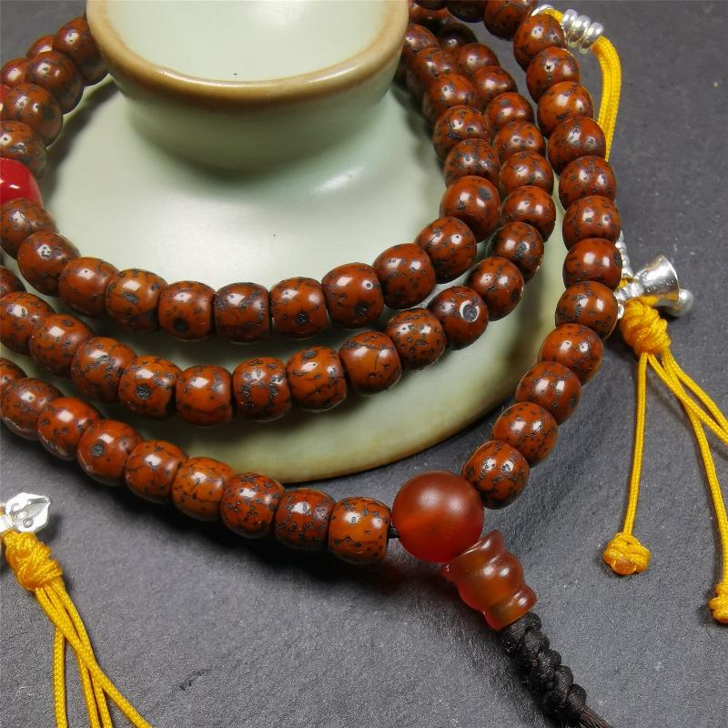 Old Lotus Seed Mala 0.24" - Tibetan Buddhist mala beads, view 6