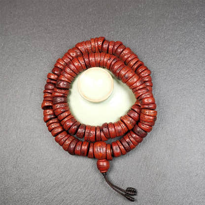 Old Bodhi Seed Mala 0.55" - Tibetan Buddhist mala beads, view 7
