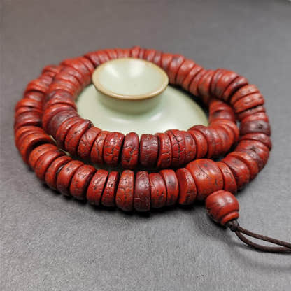 Old Bodhi Seed Mala 0.55" - Tibetan Buddhist mala beads, view 4