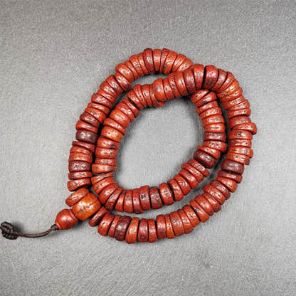 Old Bodhi Seed Mala 0.55" - Tibetan Buddhist mala beads, front view