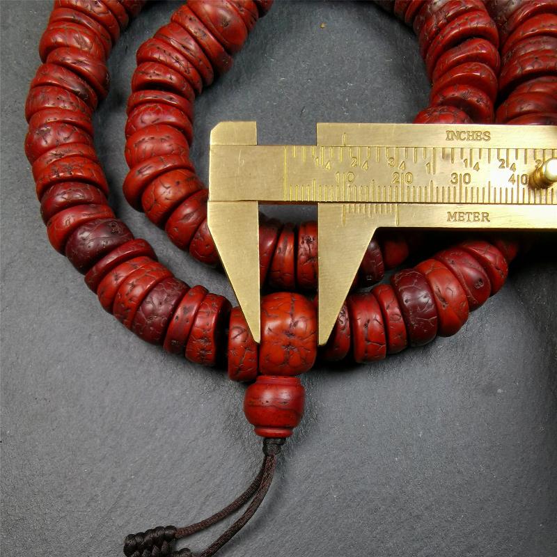 Old Bodhi Seed Mala 0.55" - Tibetan Buddhist mala beads, view 9
