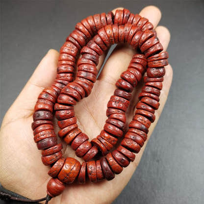 Old Bodhi Seed Mala 0.55" - Tibetan Buddhist mala beads, view 5