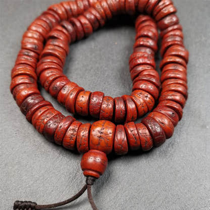 Old Bodhi Seed Mala 0.55" - Tibetan Buddhist mala beads, view 6