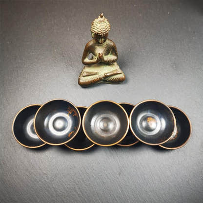 Small Water Offering Bowls Set 1.89" - Tibetan Buddhist art, detailed view